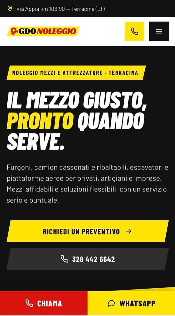 Il sito di GDO Noleggio da smartphone